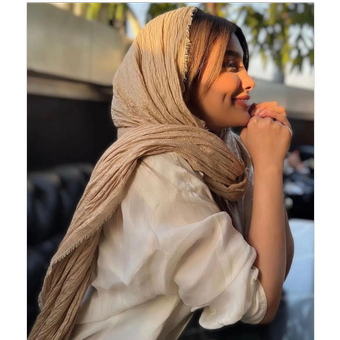 شال نخ کتان دور ریش با رنگ بندی