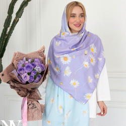 شال بابونه آبی و یاسی گارزا