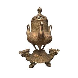 مجسمه برنزی مدل لاک پشت قرینه طرح شکلات خوری و قو کد CHINA1