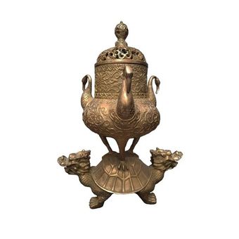 مجسمه برنزی مدل لاک پشت قرینه طرح شکلات خوری و قو کد CHINA1