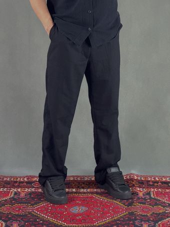 شلوار بگ پارچه ای لینن مشکی
