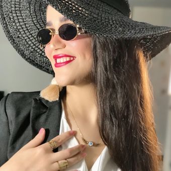 عینک پیرسینگ بیضی مشکی طلایی