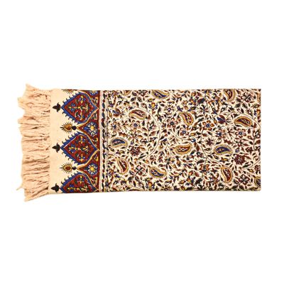 رومیزی قلمکار صدر مدل ممتاز درهم بادامی کد 80