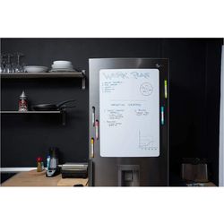 وایت برد یخچالی هوم اندفریج مدل مغناطیسی منعطف طرح BASIC A2 سایز 60x40 سانتی‌متر به همراه ماژیک و مگنت مجموعه 9 عددی