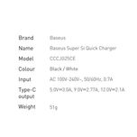 شارژر دیواری 25W باسئوس مدل Baseus Super Si 1C EU