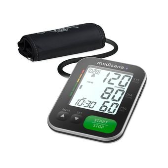 فشارسنج دیجیتال بازویی مدیسانا مدل BU 570B با صفحه نمایش LCD بزرگ و نور پس‌زمینه، حافظه 120 عددی برای 2 کاربر، تشخیص آریتمی، انت