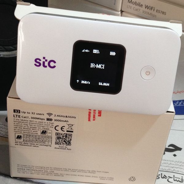 مودم جیبی 4.5G اس تی سی مدل E5785-330 با باتری 3000 میلیآمپرساعت، پشتیبانی از 32+1 کاربر، وایفای دوبانده 2.4 و 5 گیگاهرتز