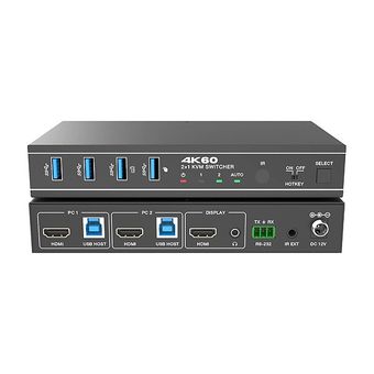 کی وی ام سوئیچ 2 پورت HDMI 2.0/USB 3.0 فرانت مدل FN-K3H21 با رزولوشن 4K@60 به همراه ریموت + RS232