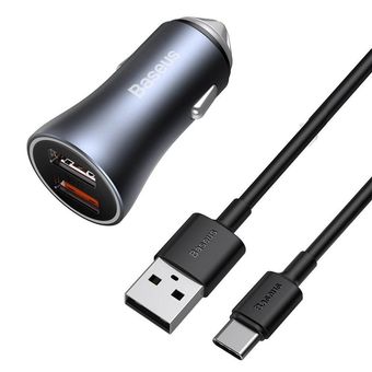 شارژر فندکی باسئوس مدل TZCCJD-A0G به همراه کابل تبدیل USB-C