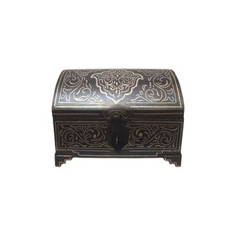 صندوقچه فولادی مدل قجر طرح نقره کوب اسلیمی