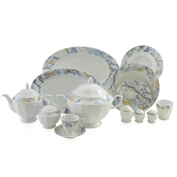 سرویس غذا خوری103 پارچه چینی زرین ایران مدل گلدستون سری نئوکلاسیک درجه یک