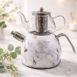 کتری و قوری سوتی لعابی 005 هوم لوکس