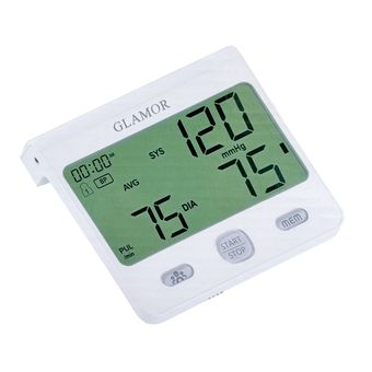 فشارسنج بازویی دیجیتال گلامور مدل DBP-6175 با اندازه‌گیری دقیق فشار خون و ضربان قلب، قابلیت ذخیره 150 حافظه برای دو کاربر، اعلان