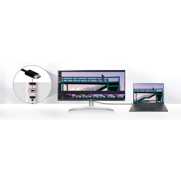 مانیتور ال جی مدل 29WQ600-W سایز 29 اینچ، رزولوشن Full HD، پنل IPS، نرخ بروزرسانی تصویر 100 هرتز، نسبت تصویر 21:9-Ultra Wide، یک