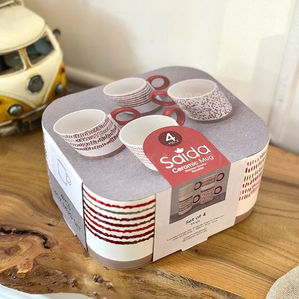 ست ماگ 4 تایی برند saida رنگ قرمز