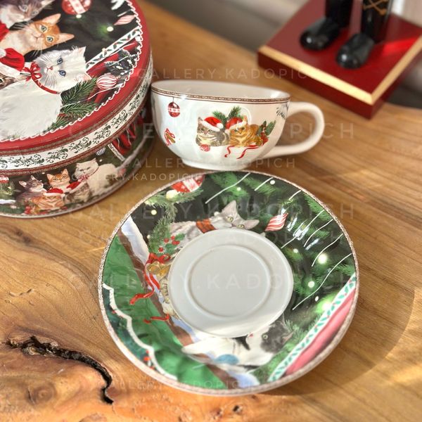 گیفت فنجان طرح گربه کریسمسی