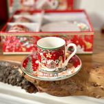 ست 4 تایی فنجان و بشقاب قهوه خوری بیسکوییت زنجبیلی