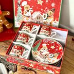 ست 4 تایی فنجان و بشقاب قهوه خوری بیسکوییت زنجبیلی