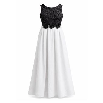 پیراهن بدون آستین یقه گرد دخترانه مدل سه گل