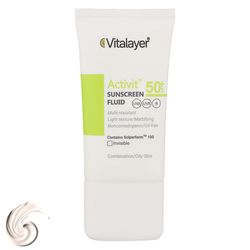 فلوئید ضدآفتاب بی‌رنگ ویتالیر SPF50 مدل Activit مناسب پوست مختلط و چرب تاریخ انقضا 1406