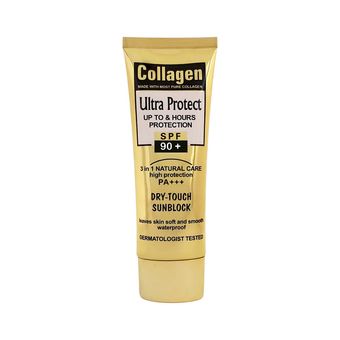 کرم ضد آفتاب رنگی کلاژن spf90 مدل Ultra Protect محافظت کننده در برابر اشعه UVA و UVB مناسب برای انواع پوست‌ حجم 100 میلی لیت