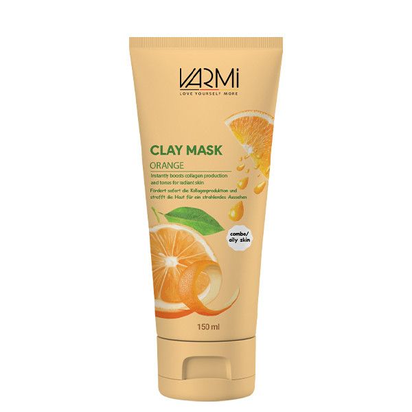 ماسک صورت خاک رسی پرتقال وارمی مدل Clay Mask حجم 150 میلیلیتر ضد جوش و آکنه، سمزدای عمقی، حاوی کپسول ویتامین C، روشنکننده و س
