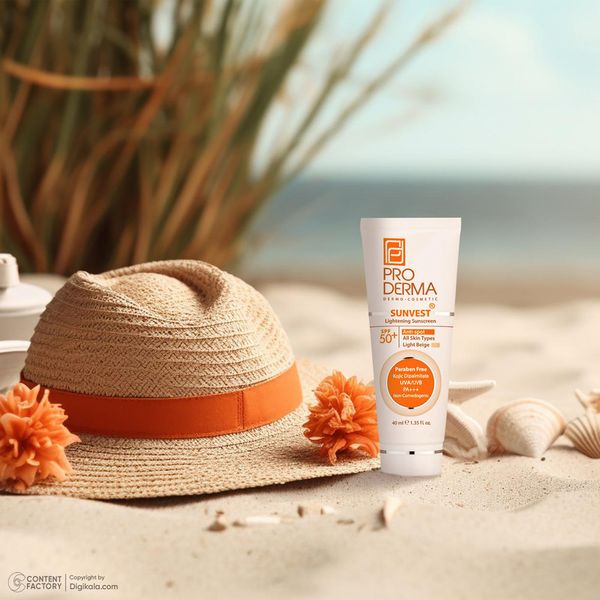 کرم ضدآفتاب رنگی پرودرما مدل SPF50 مناسب انواع پوست، حجم 40 میلیلیتر