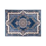 فرش ماشینی زانیس مدل سنتی طرح اصفهان زمینه آبی