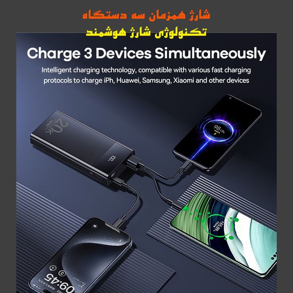 پاوربانک 22.5 وات ریمکس مدل RPP-450 22.5W ظرفیت 20000 میلی آمپر ساعت
