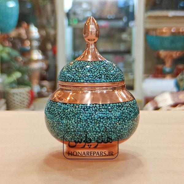 قندان مس و فیروزه سایز 2