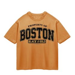 تی شرت باکسی پپا طرح Boston رنگ دارچینی
