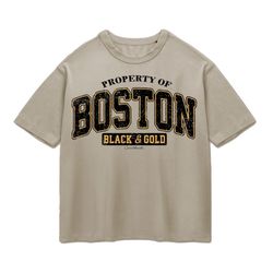 تی شرت باکسی پپا طرح Boston رنگ خاکی