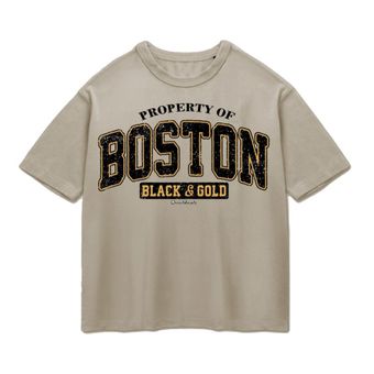 تی شرت باکسی پپا طرح Boston رنگ خاکی