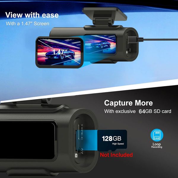 دوربین ثبت وقایع خودرو اتوویژن مدل OK309-4K+WiFi به همراه دوربین عقب