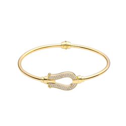 دستبند النگویی طلا 18 عیار زنانه مریم اکرمی گلد گالری مدل فرد نگینی گ