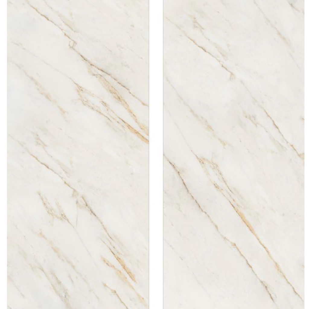 سرامیک اسلب نوین سرام مدل گلدن وینز رندوم سطح نانو پولیش سایز 120*270 سفید رگه طلایی