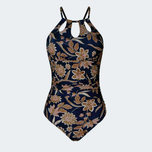 مایو یک تکه زنانه اورجینال برند کاپشی گل گلی سرمه ای