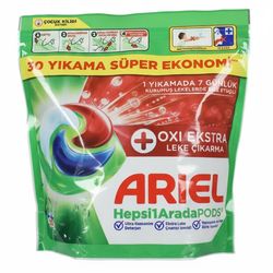 قرص ماشین لباسشویی آریل با رایحه کوهستانی مناسب برای همه البسه ها وزن 735 گرم بسته 30 عددی