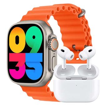 ساعت هوشمند ورنا مدل W49 Ultra with airpod pro دارای قابلیت های کنترل موسیقی (Music Player)، قابلیت مکالمه از طریق بلوتوث، پشتیب