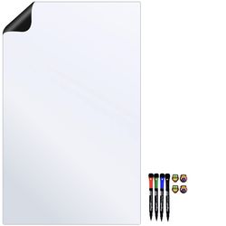 وایت برد مغناطیسی منعطف هوم اندفریج مدل رویخچالی طرح BASIC A2 سایز 60x40 سانتی‌متر به همراه ماژیک و مگنت مجموعه 9 عددی