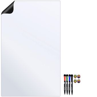 وایت برد مغناطیسی منعطف هوم اندفریج مدل رویخچالی طرح BASIC A2 سایز 60x40 سانتی‌متر به همراه ماژیک و مگنت مجموعه 9 عددی