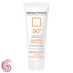 فلوئید ضدآفتاب رنگی درماتیپیک، 50 SPF، مدل TINTED FLUID، مناسب پوست مختلط تا چرب تنالیته رنگ خیلی روشن و حجم 50 میلی‌لیتر، محافظ