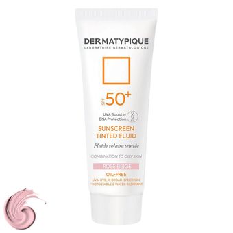 فلوئید ضدآفتاب رنگی درماتیپیک، 50 SPF، مدل TINTED FLUID، مناسب پوست مختلط تا چرب تنالیته رنگ خیلی روشن و حجم 50 میلی‌لیتر، محافظ