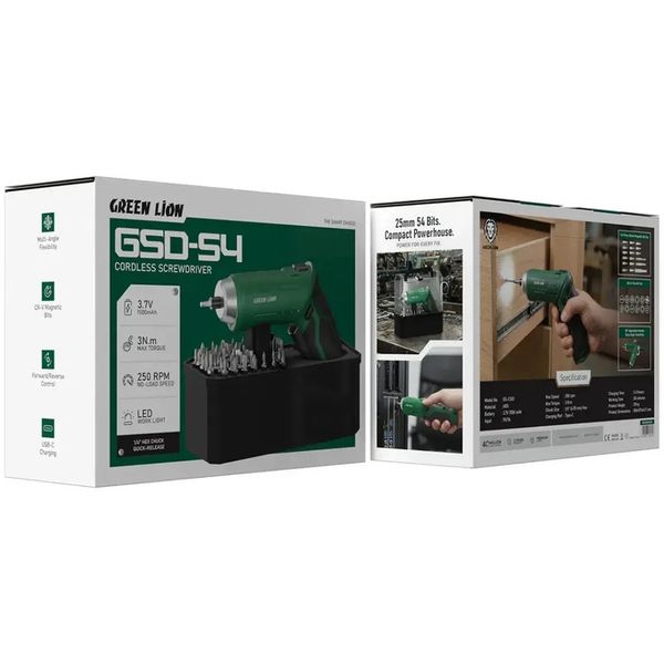 پیچ گوشتی شارژی گرین لاین بسته 54 عددی مدلGSD-54