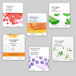 ماسک صورت بیوتی آکوا مدل 01 وزن 25 گرم بسته 6 عددی