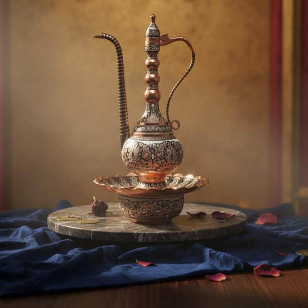 آفتابه لگن نقره کوب الماس تراش