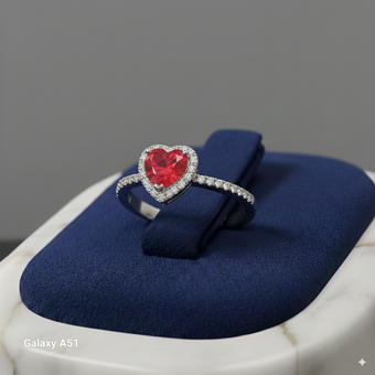 انگشتر استیل مدل قلب قرمز 601