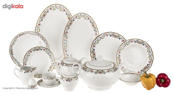 سرویس غذاخوری 102 پارچه چینی زرین ایران سری ایتالیا اف مدل Golestan درجه یک