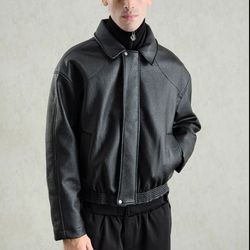 کاپشن چرم مردانه GIESTO - مشکی