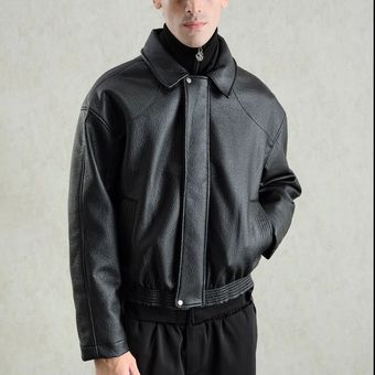 کاپشن چرم مردانه GIESTO - مشکی